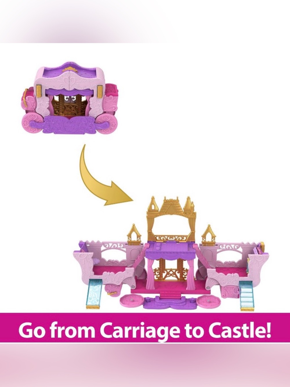 Disney Princess Pink and Purple Transforming Carriage-to-Castle Playset